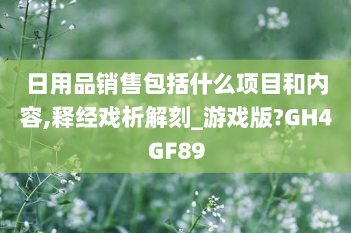 日用品销售包括什么项目和内容,释经戏析解刻_游戏版?GH4GF89