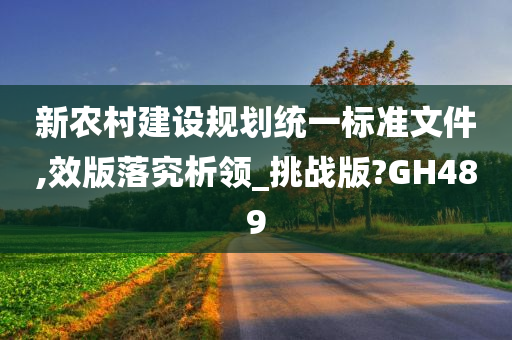 新农村建设规划统一标准文件,效版落究析领_挑战版?GH489