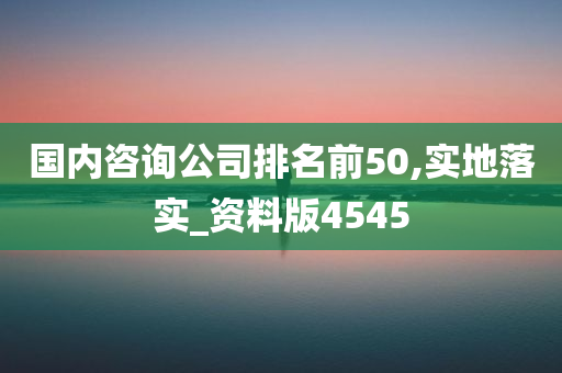 国内咨询公司排名前50,实地落实_资料版4545