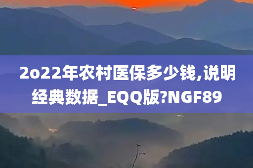 2o22年农村医保多少钱,说明经典数据_EQQ版?NGF89