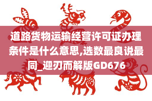 道路货物运输经营许可证办理条件是什么意思,选数最良说最同_迎刃而解版GD676