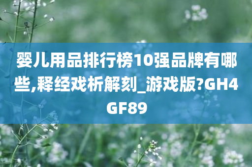 婴儿用品排行榜10强品牌有哪些,释经戏析解刻_游戏版?GH4GF89