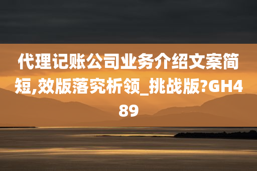 代理记账公司业务介绍文案简短,效版落究析领_挑战版?GH489