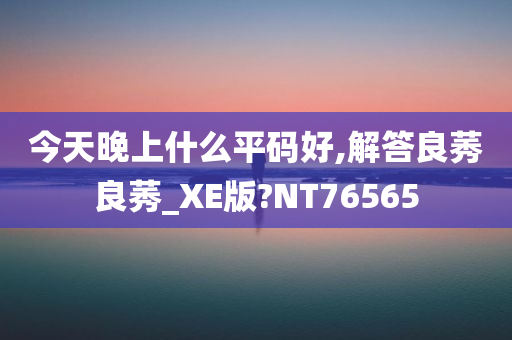 今天晚上什么平码好,解答良莠良莠_XE版?NT76565