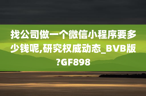 找公司做一个微信小程序要多少钱呢,研究权威动态_BVB版?GF898