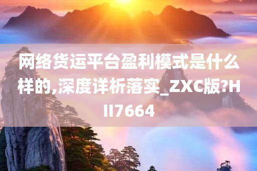 网络货运平台盈利模式是什么样的,深度详析落实_ZXC版?HII7664