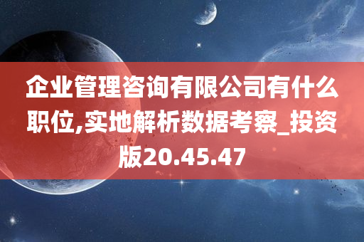 企业管理咨询有限公司有什么职位,实地解析数据考察_投资版20.45.47