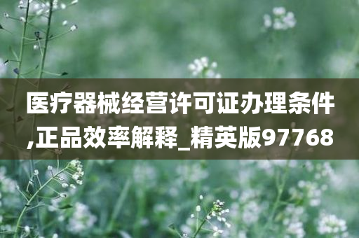 医疗器械经营许可证办理条件,正品效率解释_精英版97768