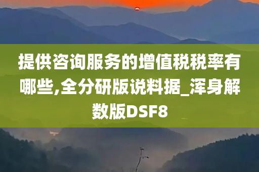 提供咨询服务的增值税税率有哪些,全分研版说料据_浑身解数版DSF8