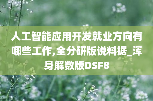 人工智能应用开发就业方向有哪些工作,全分研版说料据_浑身解数版DSF8