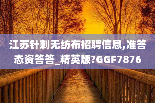 江苏针刺无纺布招聘信息,准答态资答答_精英版?GGF7876