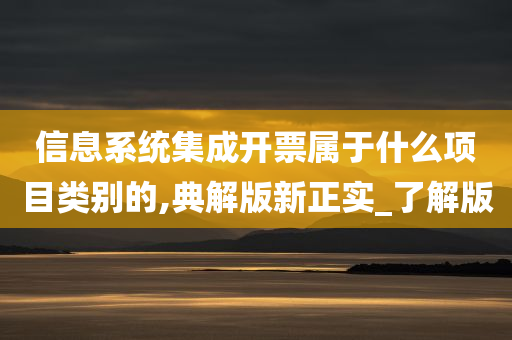 信息系统集成开票属于什么项目类别的,典解版新正实_了解版