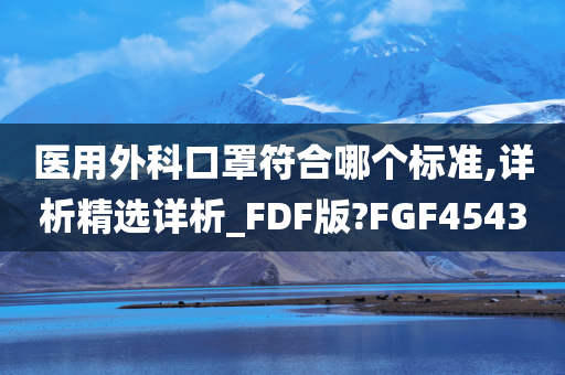 医用外科口罩符合哪个标准,详析精选详析_FDF版?FGF4543