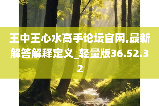 王中王心水高手论坛官网,最新解答解释定义_轻量版36.52.32