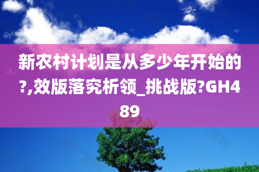 新农村计划是从多少年开始的?,效版落究析领_挑战版?GH489