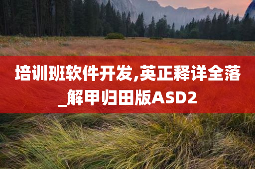 培训班软件开发,英正释详全落_解甲归田版ASD2