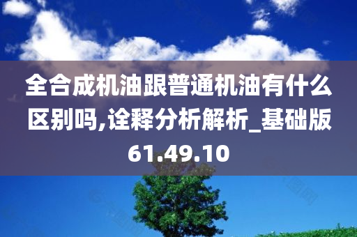 全合成机油跟普通机油有什么区别吗,诠释分析解析_基础版61.49.10