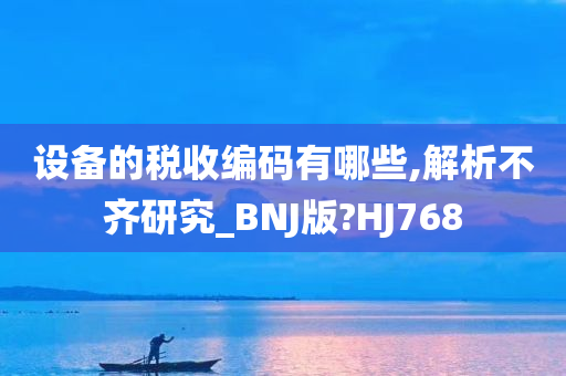 设备的税收编码有哪些,解析不齐研究_BNJ版?HJ768