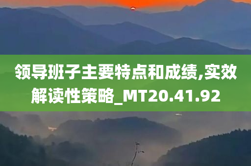 领导班子主要特点和成绩,实效解读性策略_MT20.41.92