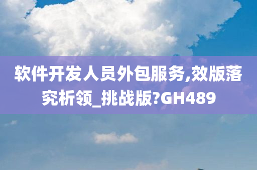 软件开发人员外包服务,效版落究析领_挑战版?GH489