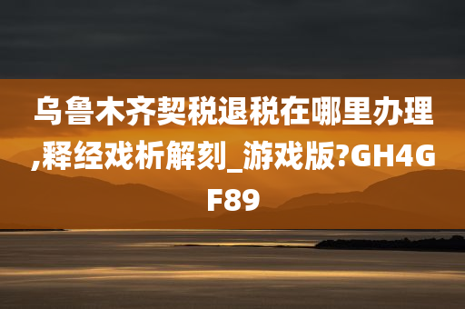 乌鲁木齐契税退税在哪里办理,释经戏析解刻_游戏版?GH4GF89