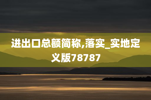 进出口总额简称,落实_实地定义版78787