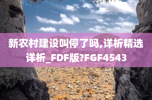 新农村建设叫停了吗,详析精选详析_FDF版?FGF4543