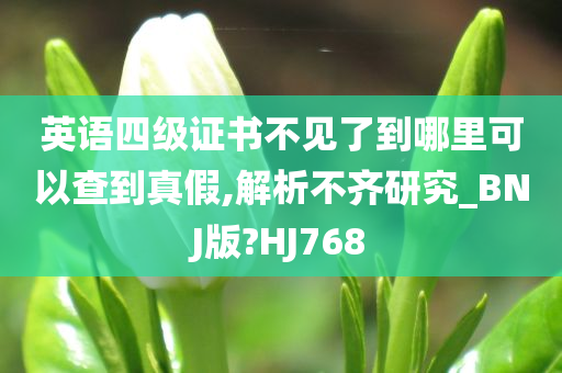 英语四级证书不见了到哪里可以查到真假,解析不齐研究_BNJ版?HJ768