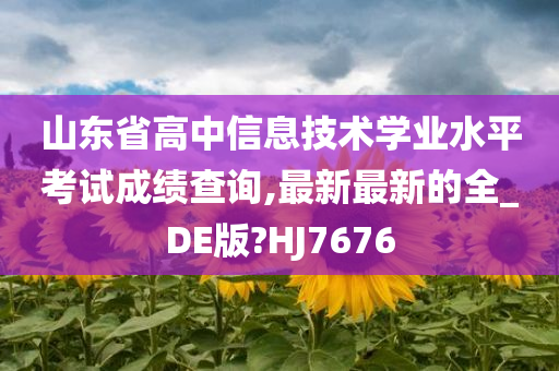 山东省高中信息技术学业水平考试成绩查询,最新最新的全_DE版?HJ7676