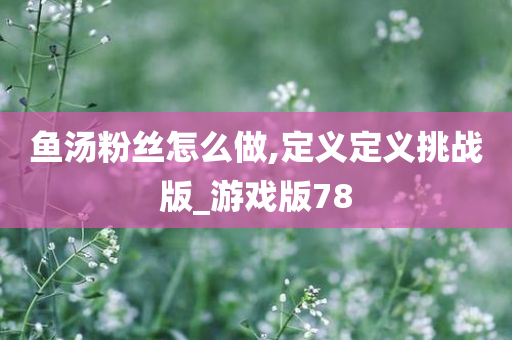 鱼汤粉丝怎么做,定义定义挑战版_游戏版78