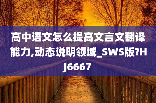 高中语文怎么提高文言文翻译能力,动态说明领域_SWS版?HJ6667