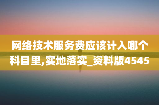 网络技术服务费应该计入哪个科目里,实地落实_资料版4545