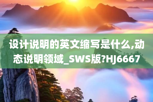 设计说明的英文缩写是什么,动态说明领域_SWS版?HJ6667