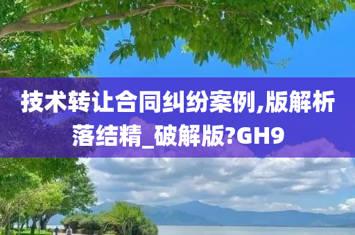 技术转让合同纠纷案例,版解析落结精_破解版?GH9