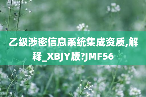 乙级涉密信息系统集成资质,解释_XBJY版?JMF56