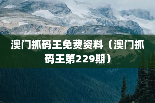 澳门抓码王免费资料（澳门抓码王第229期）