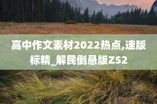 高中作文素材2022热点,速版标精_解民倒悬版ZS2