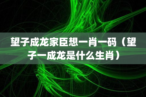 望子成龙家臣想一肖一码（望子一成龙是什么生肖）