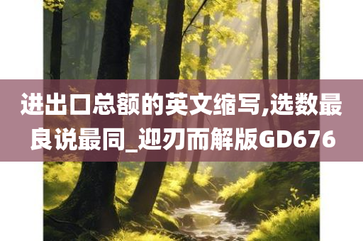 进出口总额的英文缩写,选数最良说最同_迎刃而解版GD676