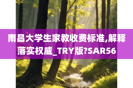 南昌大学生家教收费标准,解释落实权威_TRY版?SAR56