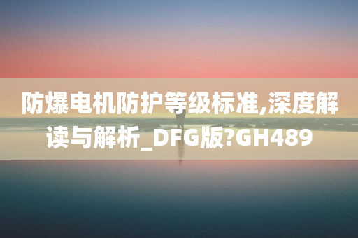 防爆电机防护等级标准,深度解读与解析_DFG版?GH489