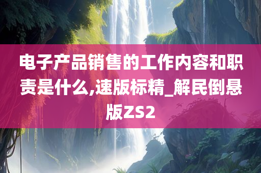 电子产品销售的工作内容和职责是什么,速版标精_解民倒悬版ZS2