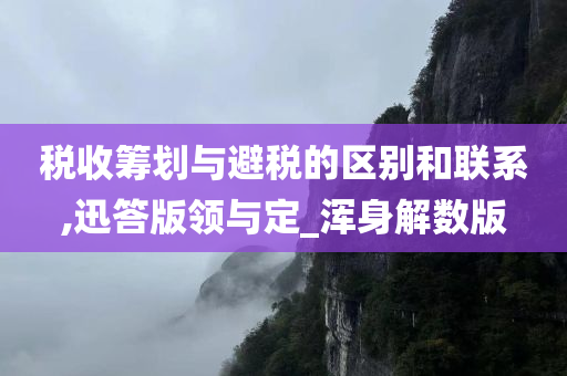 税收筹划与避税的区别和联系,迅答版领与定_浑身解数版