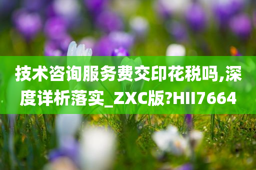 技术咨询服务费交印花税吗,深度详析落实_ZXC版?HII7664