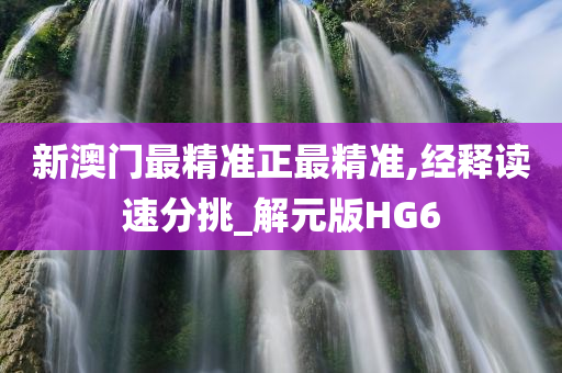 新澳门最精准正最精准,经释读速分挑_解元版HG6