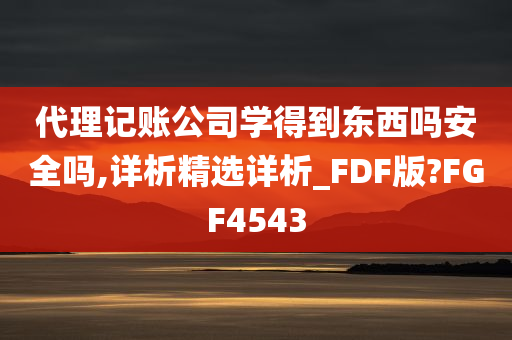 代理记账公司学得到东西吗安全吗,详析精选详析_FDF版?FGF4543