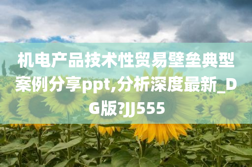 机电产品技术性贸易壁垒典型案例分享ppt,分析深度最新_DG版?JJ555