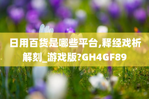 日用百货是哪些平台,释经戏析解刻_游戏版?GH4GF89