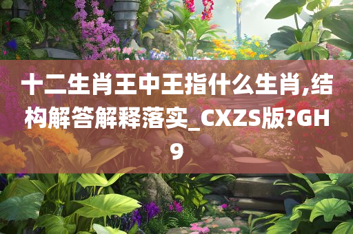 十二生肖王中王指什么生肖,结构解答解释落实_CXZS版?GH9