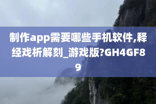 制作app需要哪些手机软件,释经戏析解刻_游戏版?GH4GF89